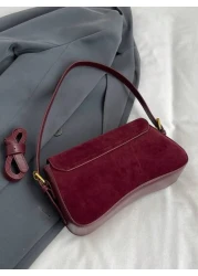 كتف/عَبر الجسم 1 قطعة حقيبة ظهر/حقيبة جلد بتصميم أحادي اللون قاتم من المرأة