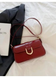 Red Retro Style Faux Leather Square Small Shoulder Bag Versatile For Women Detachable Dual Shoulder Straps Suitable For Girls Ladies Students Office Workers Commuting Outdoor Matching Ankolal Red