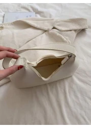 Lightweight Business Casual 1pc White Vintage Simple French Moon Shaped Armpit Bag Fashionable Elegant Shoulder Crossbody Bag For Women For Teen Girls Women College Students Rookies White Collar Worke