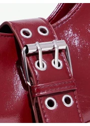 SHEIN ICON 1pc Rivet Decorated Punk Style Buckle Closure Y2K Fashion Women s Shoulder Bag Adjustable Strap For Teenagers Fashionable Burgundy Bag Valentines