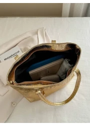 Large Capacity PU Leather Shoulder Handbag Crocodile Pattern Fashion Tote Bag Crossbody Bag Work School Commute Bag