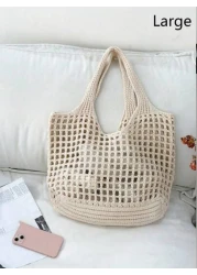 Lightweight Casual Women s Minimalist Large Capacity Hollow Out Woven Shopping Bag Crochet Bag Mothers Day Gift For Mom Large Capacity Tote Bag For Travel School Bag For Graduate Students Perfect For