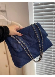 Quilted Pattern Grommet Eyelet Square Bag Crossbody Bag Shoulder Bag Minimalist Vintage Portable For Teacher Gifts For Girl For Woman Perfect For Office Work Business Commute Shopping