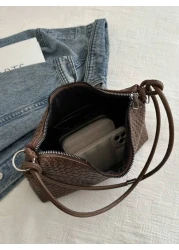 حقيبة كتف نسائية عتيقة مصنوعة من نسيج محبوك بتصميم جديد وعصري