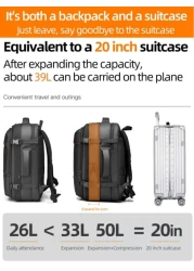 WEIXIER Vacuum Compression Travel Backpack With Laptop Compartment Multifunctional Rucksack For Business College Travel Graduation Camping