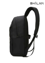 SHILAN حقيبة ظهر ذات لون أحادي بأشرطة كتف قابلة للتعديل، سعة كبيرة، إغلاق بسحاب، مصنوعة من النايلون المقاوم للما