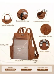 NEWHEY حقيبة ظهر جلد صناعي (بو) للرجال ، حقيبة ظهر محورية قابلة للتحويل ، حقيبة ظهر مضادة للماء ، حقائب ظهر أنيقة ل