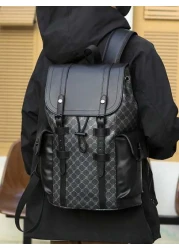 1pc 18 1in 12 2in 5 9in Fashion Men Functional Backpack Large Capacity Multipocket Backpack Scratch Wear Resistant Material Suitable For Travel Commuting Fits 15 6 Inch Laptop Adjustable Shoulder Stra