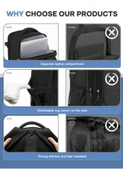 حقيبة ظهر للحاسوب المحمول للرجال للسفر، حقيبة عمل عادية تناسب حاسوب محمول 14 بوصة، حقيبة ظهر يومية عصرية، حقيب