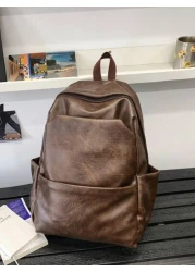 Men s Simple Functional Backpack Large Capacity Water Repellent Oil Wax Leather Material Multi Compartment And Multi Compartment Wear Resistant Backpack Sponge Buffer Zone On The Back Widened Comforta