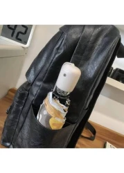 14 7inch Laptop Backpack Large Capacity Rucksack For School Teenagers Boys Men PU Leather Backpacks Male Schoolbag