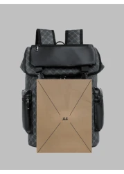 1pc Men s Fashion Backpack Casual Dual Shoulder Bag Korean Style Printed Water Resistant Large Capacity For Travel Laptop Hiking Black Floral Pattern PVC Gift For Men School Backpack Fashion Men s Bag