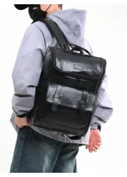 حقيبة ظهر كلاسيكية للرجال بمقاس 15.6 إنش للكمبيوتر المحمول، حقيبة عمل وترفيه وسفر، مناسبة للتنقل والعودة للمدر