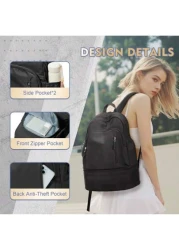 Expandable Wet Dry Separation Backpack With Shoe Compartment Casual Nylon Travel Gym Backpack Multipurpose Daypack For Men Water Resistant With Laptop Pocket