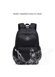 1pc Classic Black Backpack For Men Large Capacity Multi Layer Design Adjustable Shoulder Strap Polyester Lining Zipper Closure Side Water Bottle Holder Suitable For School And Travel Casual Style Back