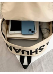 Men s Casual Backpack With Large Capacity Letter Print Minimalist Design Lightweight Versatile Suitable For Students And Commuting Unisex