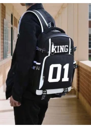 Digital Print Backpack High School College Student Bookbag Contrast Color Casual Versatile Backpack With Large Capacity Multiple Compartments Brand Lightweight Suitable For Men Laptop Sports Travel Us