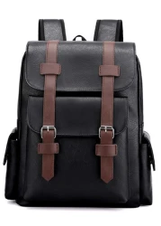Large Laptop Backpack Pu Backpack Male Teenagers Boys Black Schoolbag Schoolbag For Travel College School Casual Backpack Laptop Backpack Commute Lightweight Flap Backpacks Rucksack Summer College Bag
