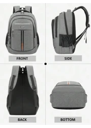 حقيبة ظهر رجالية محفظة مع تصميم شريط عاكس وجيوب متعددة، تحمل حقيبة كمبيوتر 15.6 بوصة، حقيبة مدرسية خفيفة الوزن،