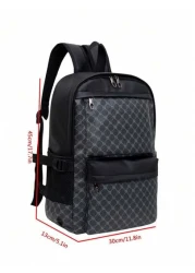 Color Block PU Leather Backpack Casual Travel Bag Student Schoolbag 15 6 Inch Laptop Backpack Black School Backpack Students Book Bag Cartoon Print Camouflage Fashion Leisure Print Backpack Black Bag