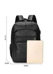 Usb Charging Backpack Men Pu Large Laptop Backpack Male Schoolbag Schoolbag For Travel College School Casual Laptop Backpack Commute Lightweight Leather Vintage Vacation Sport Waterproof Portable Lapt