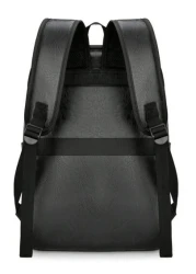 حقيبة ظهر كمبيوتر محمول 15.6 إنش بتصميم رجعي للرجال، شكل جلدي رفيع، حقيبة كمبيوتر كاجوال للسفر باللونين البني و