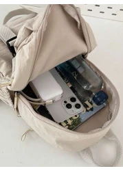 Solid Color Nylon Mini Backpack Unisex Multipurpose Handheld Shoulder Bag Suitable For College Students Zipper Closure Daily Wear