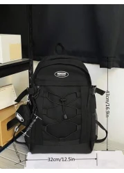 حقيبة ظهر كبيرة السعة ذات لون أحادي بسيط، حقيبة مدرسية أب إلى أبناء الكلية متعددة الوظائف، هدية لحفلات الشتاء