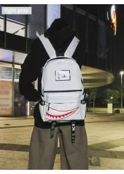 Street Fashion New Backpack Creative Large Shark Design Korean Style For High School College Students Casual Rucksack All Straps And Prints Letters Are Random School Backpack