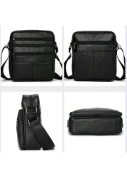 1 قطعة حقيبة جلد أسود أصلي فاخر: أنيقة، متعددة الأغراض مع حزام قابل للتعديل، مثالية للأناقة والوظيفة اليومية،