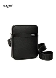 1pc Men s Oblique Shoulder Bag Side Pockets Messenger Bag Casual Square Bag Multifunctional For Commuting PU Leather Minimalist Style Black Bag Gift For Boyfriend