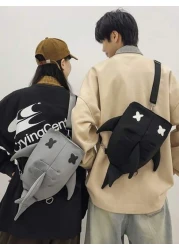 peach tree Shark Design Backpack Casual Shoulder Bag Suitable For High School College Students Couples Travel Sports Commuting Multi Pocket Lightweight Peach Tree Scream Bag Suitable For Halloween Chr