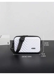Compact Suitcase Messenger Bag Hard Shell Shoulder Bag Crossbody Bag Lightweight For Back To School College Travel Water Resistant PVC Material Minimalist Casual Style Gifts For Boyfriend Sling Bag Fa