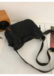 1PC Messenger Bag Messenger Bag Black Solid Color Multi Pocket Large Capacity Canvas Car Stitching Shape Square Bag Messenger Bag Student Travel Messenger Bag Man Bag Fall Winter Holiday Thanksgiving