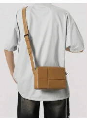 Fashionable PU Waterproof Woven Camera Bag Unisex Portable Shoulder Sling Bag Suitable For Work Commuting Shopping Travel Father s Day Gift Party And More