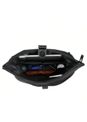 1pc Casual PU Leather Messenger Bag For Men Gray Solid Color Fashionable Shoulder Bag For Business Commuting College Student School Backpack With Large Capacity Waterproof Lightweight And Adjustable S