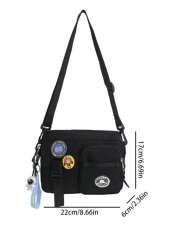 Small Square Bag Black Release Buckle Decor With Bag Charm For Daily School Bag Sling Bag Sport Bag For High School University Student For Travel College School Shoulder Bag Crossbody Bag Side Bag Sum