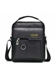 1 قطعة حقيبة كتف رجالية، حقيبة جلد صناعي عبر الجسم جديدة، حقيبة يد عمودية جلد صناعي كلاسيكية محمولة، حقيبة كتف