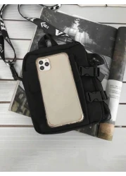 1PC Multi Pocket Buckle Crossbody Bag Solid Color Shoulder Bag Adjustable Shoulder Strap Zipper Shoulder Bag Simple Design Crossbody Bag Water Proof Nylon Shoulder Bag Crossbody Zipper Bag Christmas Z