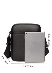 Men Bag Shoulder Bag Crossbody Bag Lychee Pattern Large Capacity Work Bag Weekend Travel College Bag For Books Multi Functional University Bag Casual Thanksgiving Purse Bag PU Material Crossbody Bag C