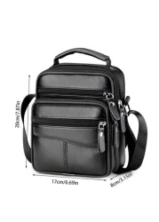 Men s Casual Genuine Leather Multifunctional Adjustable Shoulder Bag Black
