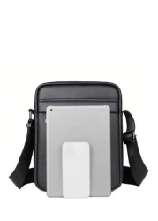 saroxi 1pc Men s PU Leather Square Shoulder Bag Casual Crossbody Bag With Side Pocket Summer Casual Messenger Bag Versatile Scratch Resistant For Commuting Simple Style Black Bag Gift For Boyfriend Hu