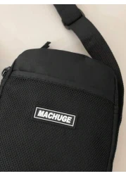 1 Pc Mini Mesh Front Pouch Decor Nylon Men s Shoulder Bag Casual Crossbody Bag For Shopping Travel Holiday Gift