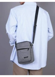 Zipper Closure Men s Grey Nylon Shoulder Crossbody Bag Sling Bag Shoulder Bag Side Bag Square Bag For Holiday School Bag For College Students Summer Gifts For Boyfriend College Bag Dad Sling Bag Multi