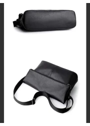 New Men s Commuter One Shoulder Diagonal Crossbody Bag Lightweight PU Soft Leather Small Bag Minimalist Design Foldable High End Handbag