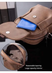 Men s New Phone Bag Korean Style Leather One Shoulder Messenger Bag Outdoor Casual Mini Waist Hanging Bag Flap Cover Square Bag In Cowhide Leather