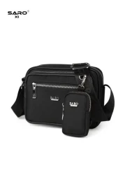 saroxi حقيبة كتف رجالية قطعة واحدة ، حقيبة رسول ذات جيب جانبي ، حقيبة متداخلة ، حقيبة مربعة ، متعددة الوظائف ، مقا
