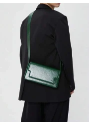 الحقيبة المربعة الخضراء ذات الرباط القابل للتعديل، حقيبة كروس بودي، حقيبة جانبية، حقيبة صندوق، حقيبة مدرسية