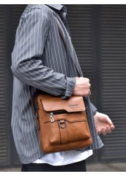 2pcs Set Retro Messenger Bag PU Leather Shoulder Bag With Wallet Large Capacity Headphone Hole Casual Minimalist Style For Commuting Business Travel Gifts For Friends Family Summer Summer Bag Spring B