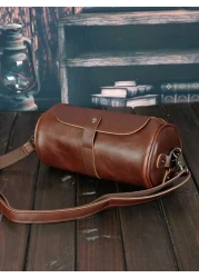 حقيبة كتف أسطوانية متعددة الوظائف مقاومة للماء للعمل والكلية والسفر والمدرسة من جلد البولي يوريثان بتصميم بس